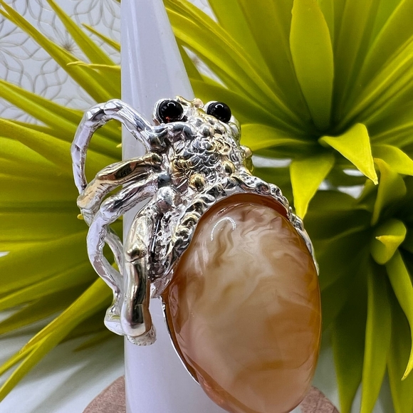 Baltic Amber and sliver Spider Ring - Picture 2 of 4